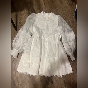White Mini Detailed Dress Size Medium